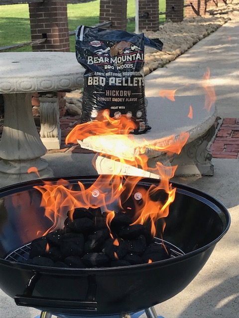 grilling pellets on a charcoal grill